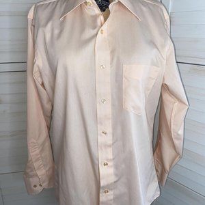 Vintage 70s JC Penney Satin Touch Pink Jacquard Button Shirt 16/33